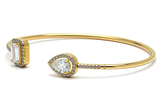 Premium Sterling Silver - Square Pear Zircon Bangle