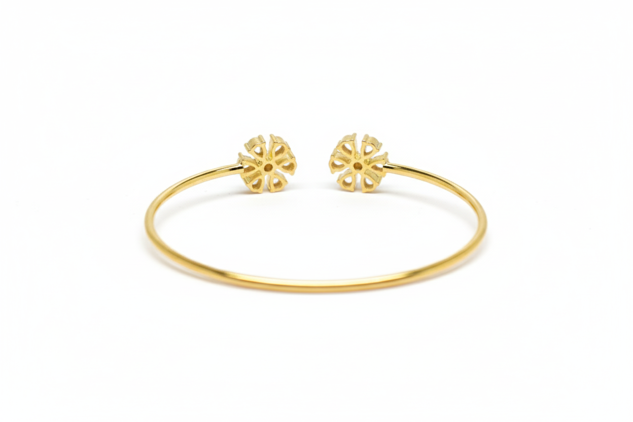 Premium Sterling Silver - White Flower Stone Zircon Bangle