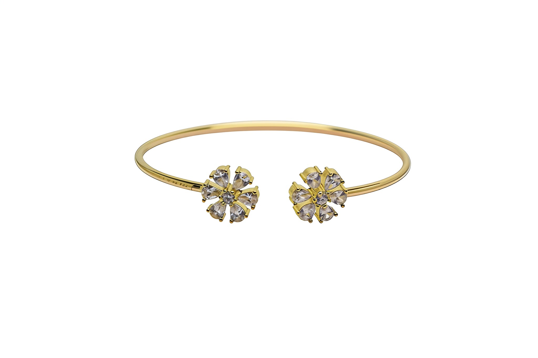Premium Sterling Silver - White Flower Stone Zircon Bangle