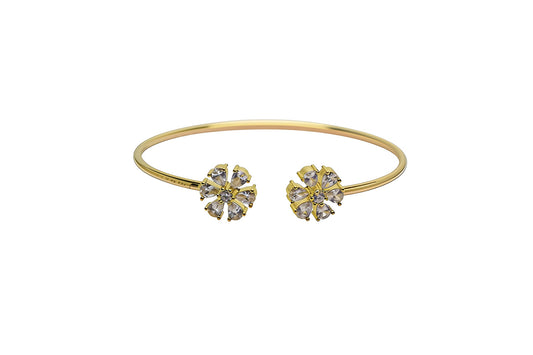 Premium Sterling Silver - White Flower Stone Zircon Bangle