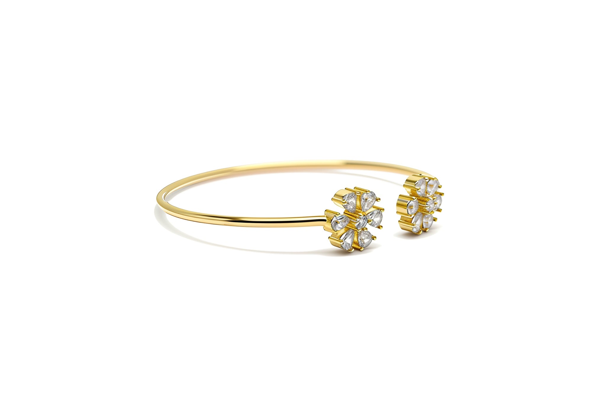 Premium Sterling Silver - White Flower Stone Zircon Bangle