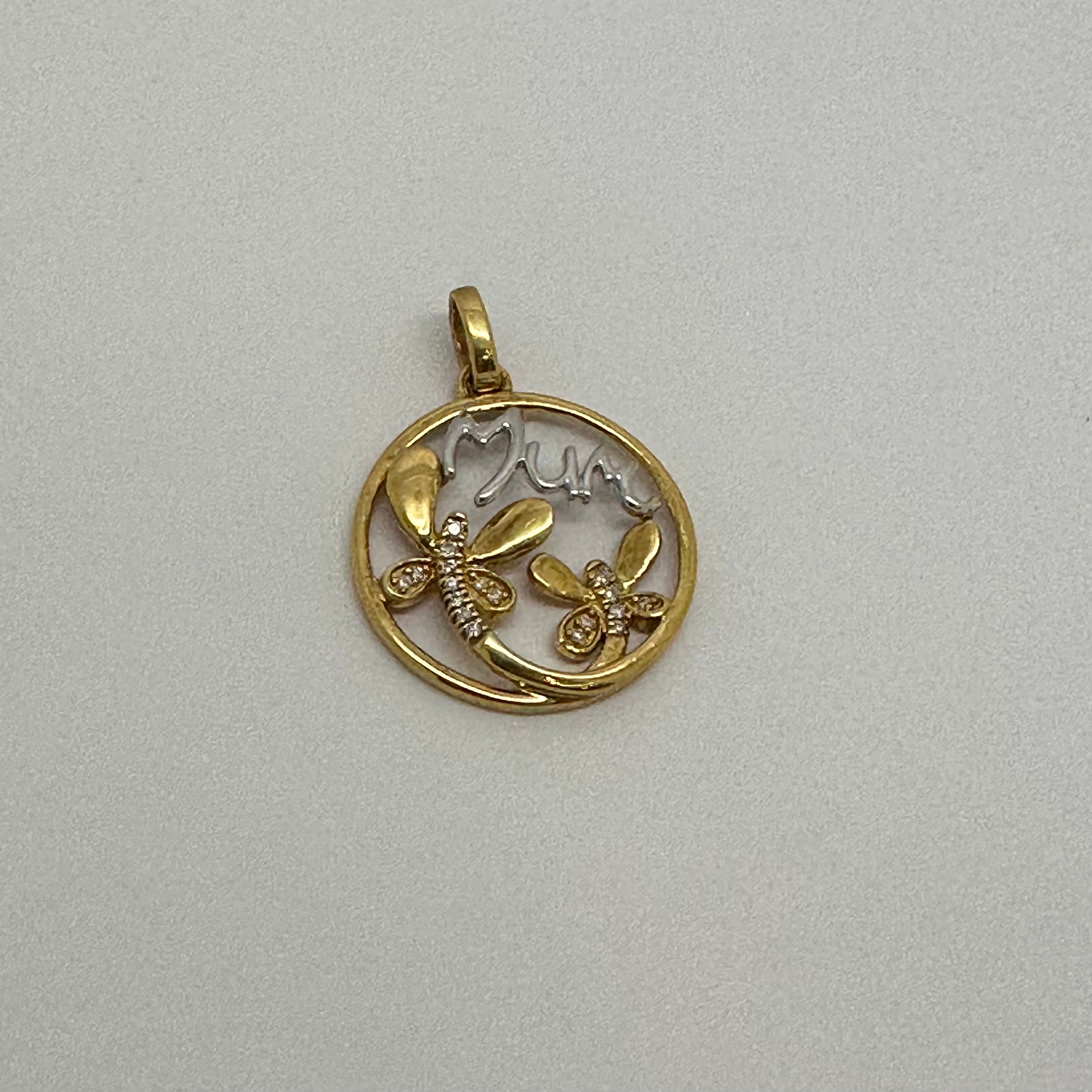 18K Yellow Gold - Mum Butterfly Locket