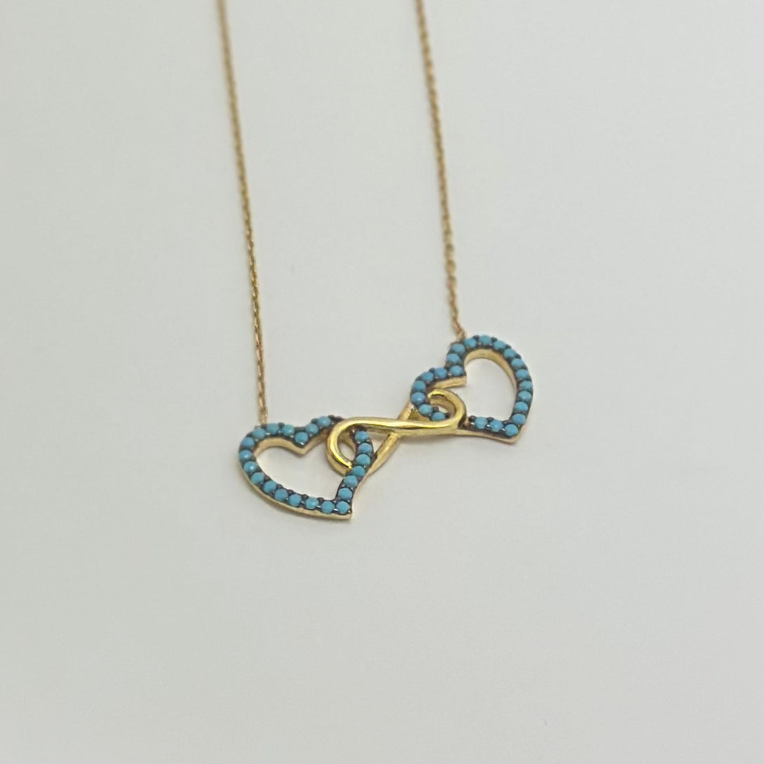 18K Yellow Gold - Infinity Hearts Necklace