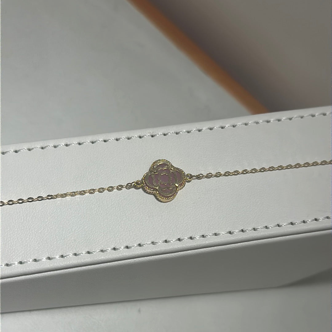 Pink Flower 18K Gold Jewelry Bracelet